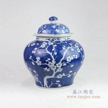 RZOY09 景德镇陶瓷 陶瓷手绘冰梅矮将军罐