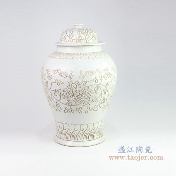 RZOY17 景德镇陶瓷 花卉酱色将军罐