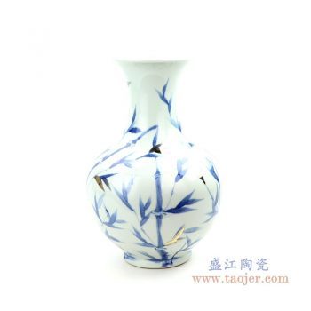 RZOY20 景德镇陶瓷 青花手绘竹影花瓶