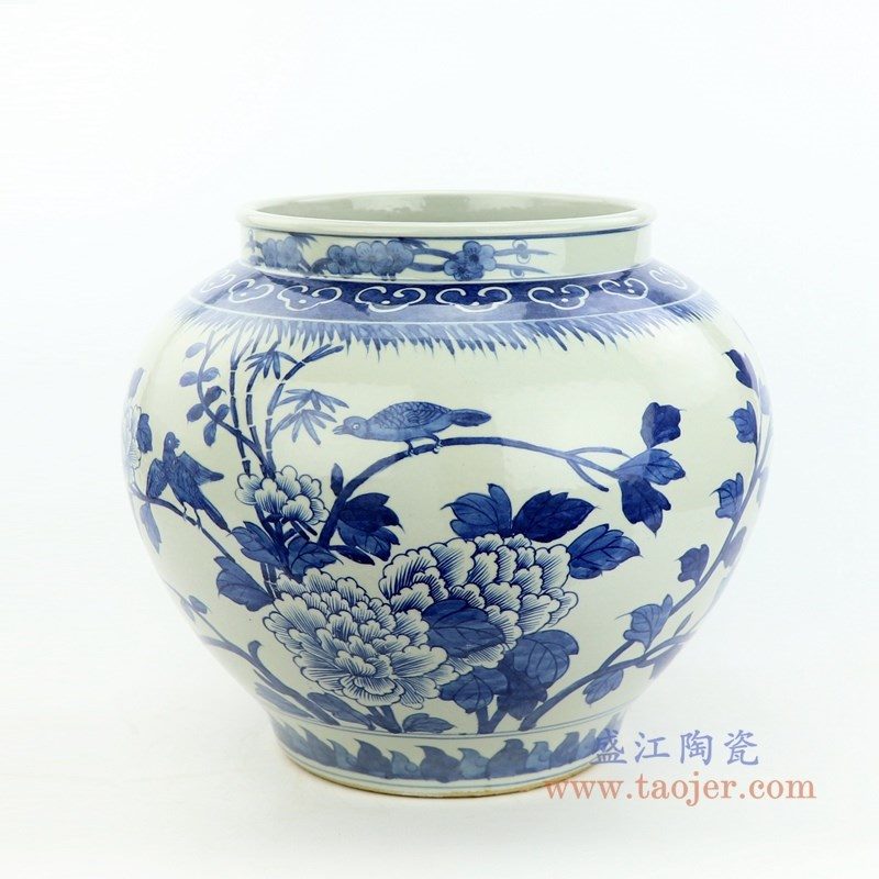 RZOY22 盛江陶瓷 花开富贵陶瓷缸