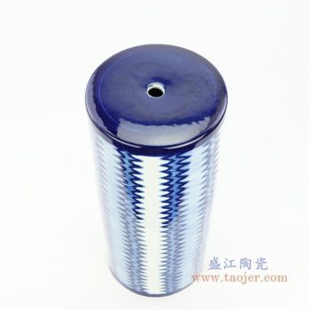 RZOY25 景德镇陶瓷 青花波浪纹瓷罐