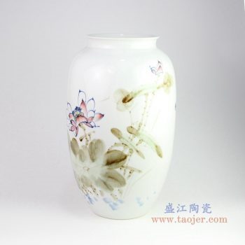 RZPB01 景德镇陶瓷 写意荷花冬瓜瓶