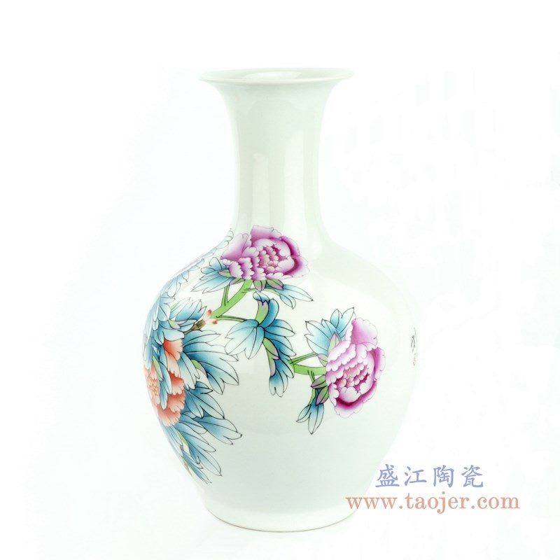 RZPC01 盛江陶瓷 牡丹花卉贴花花瓶