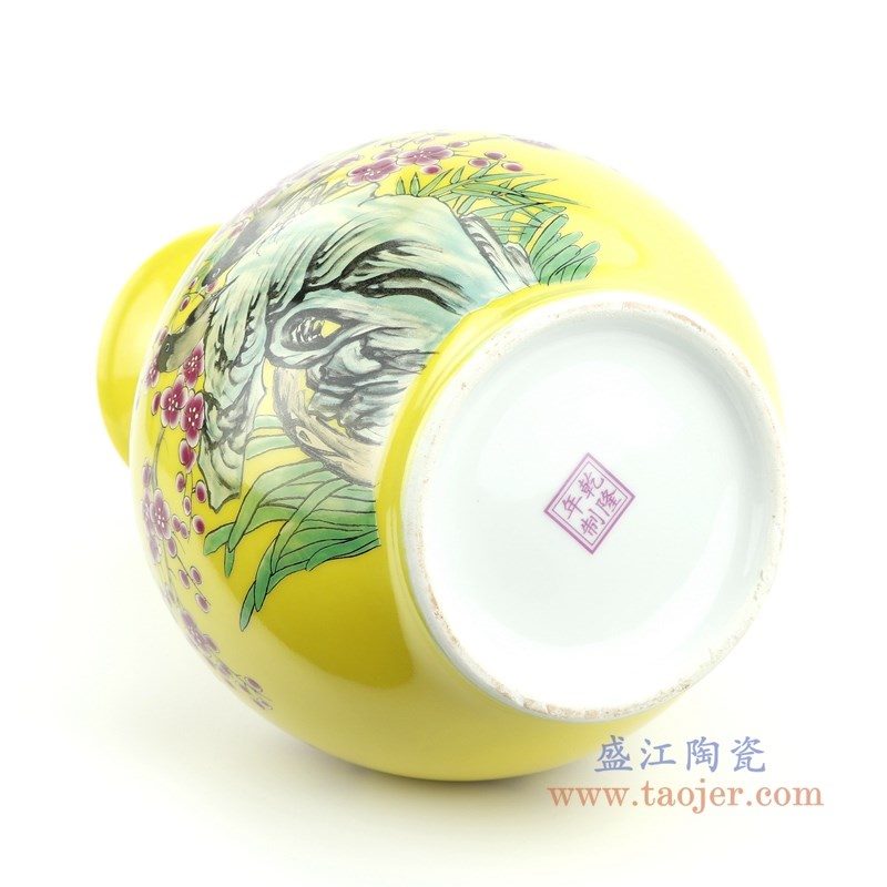 RZPE01-A 盛江陶瓷 手绘粉彩花鸟赏瓶