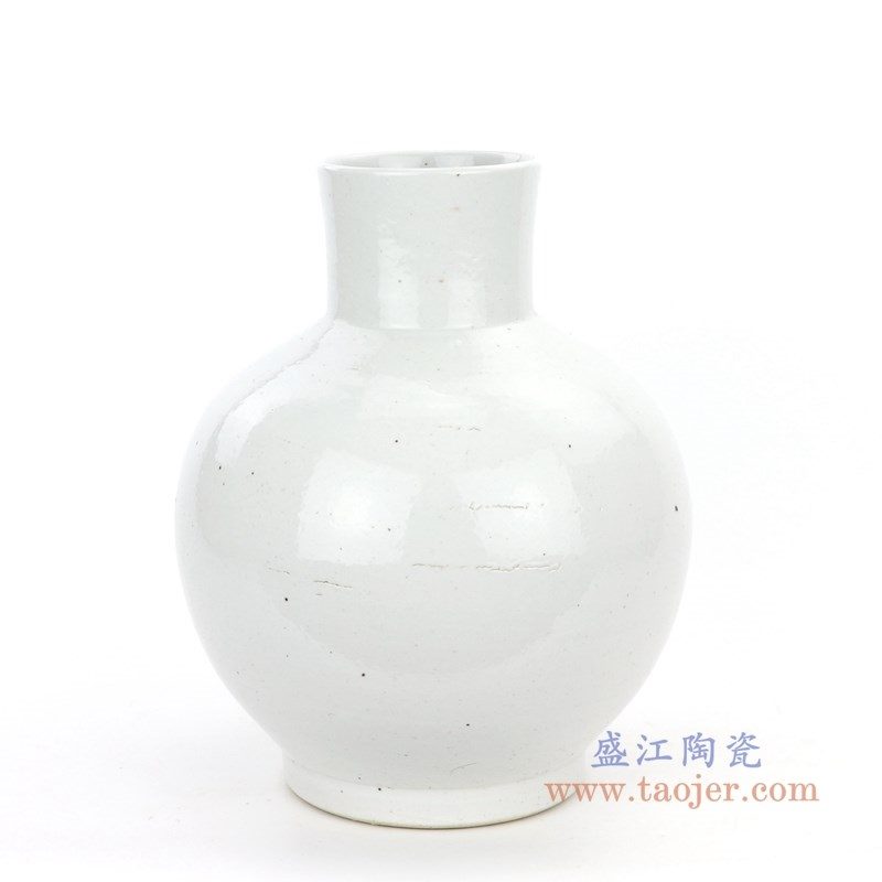 RZPI10_04 盛江陶瓷 仿古做旧白胎花瓶天球瓶