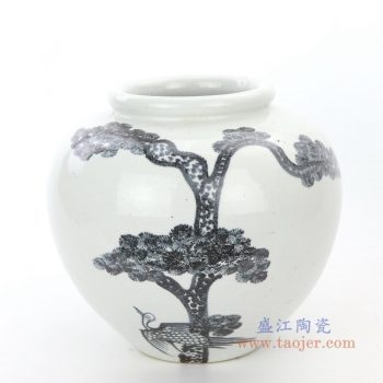 RZPI22-A  盛江陶瓷  仿古做旧树木图案高温单色釉储物罐