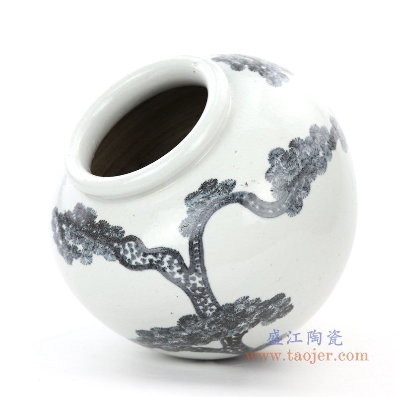 RZPI22 盛江陶瓷 仿古做旧树木图案高温单色釉储物罐