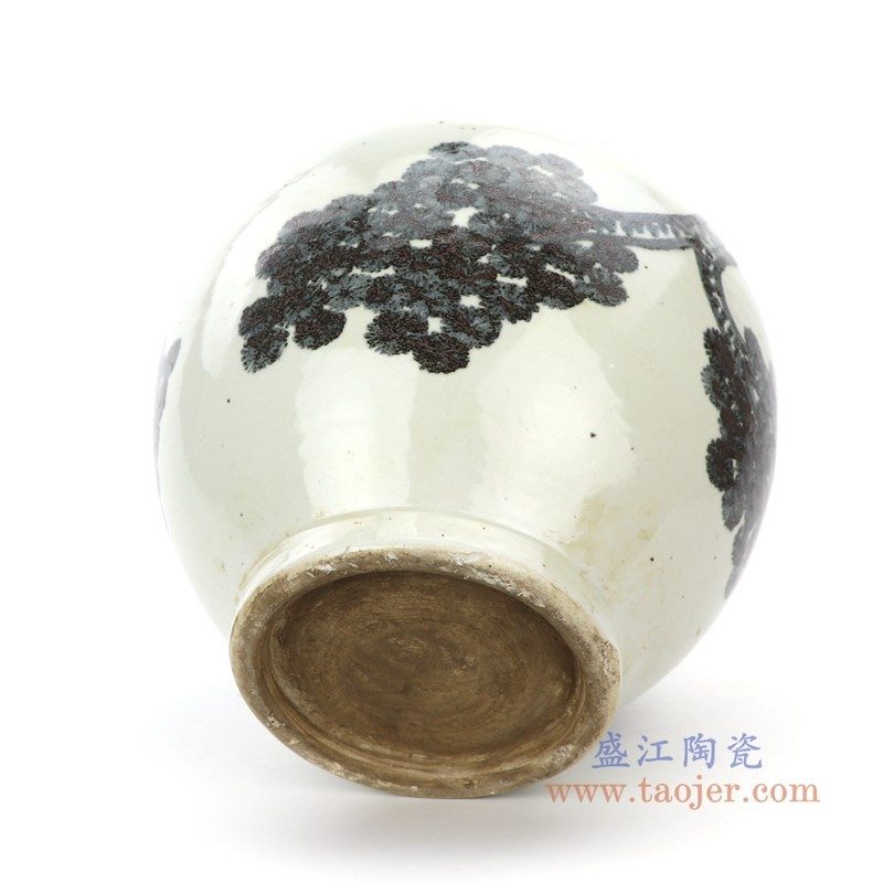 RZPI22 盛江陶瓷 仿古做旧树木图案高温单色釉储物罐