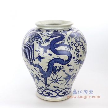 RZPI26 景德镇陶瓷 手绘青花云龙纹罐不带盖