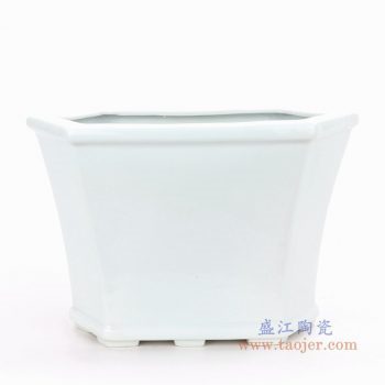 RZPS01 景德镇陶瓷 复古风格素白胎小号四足四边倒角八边形花盆菖蒲盆