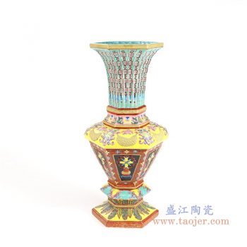 RYLW11 景德镇陶瓷 大清雍正珐琅彩描金博古花觚
