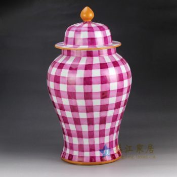 RYOK79-B 景德镇陶瓷 手绘描金新彩田园风简约图案陶瓷将军罐