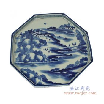 RZAJ12-B 大 景德镇陶瓷 仿古瓷青花盘茶托