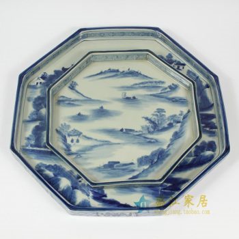 RZAJ12-C 小 景德镇陶瓷 景德镇仿古瓷青花盘茶托