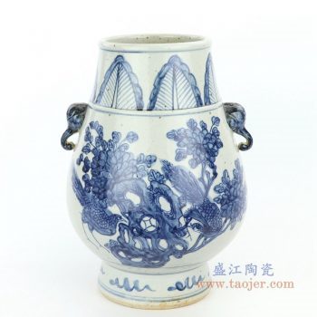 RZFB12 景德镇陶瓷 手绘青花花鸟摆件