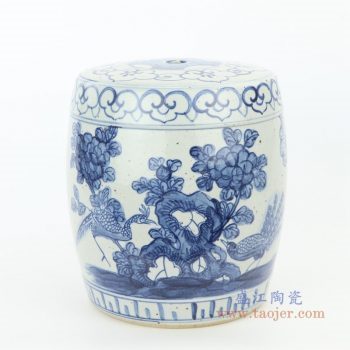 RZFB13 景德镇陶瓷 青花花鸟陶瓷凳