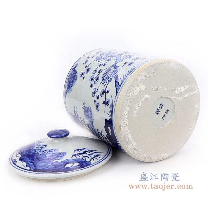 RZFI10-A 盛江陶瓷 青花竹子松树图纹茶叶罐