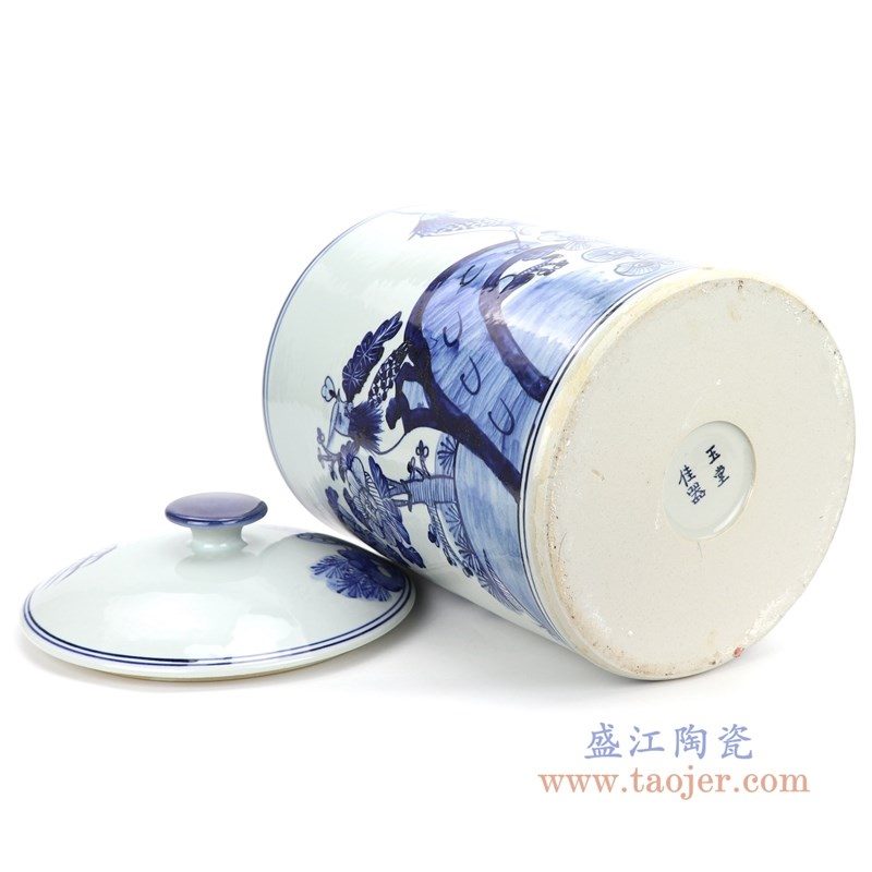 RZFI11 盛江陶瓷 手绘青花凤凰图纹茶叶罐