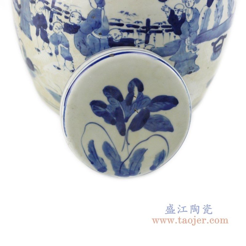 RZFZ01-L 盛江陶瓷 青花手绘婴戏图纹茶叶罐