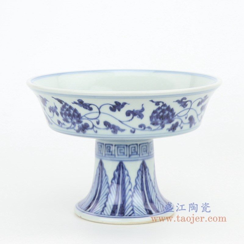 RZHL27-A 盛江陶瓷 青花四季缠枝高脚杯