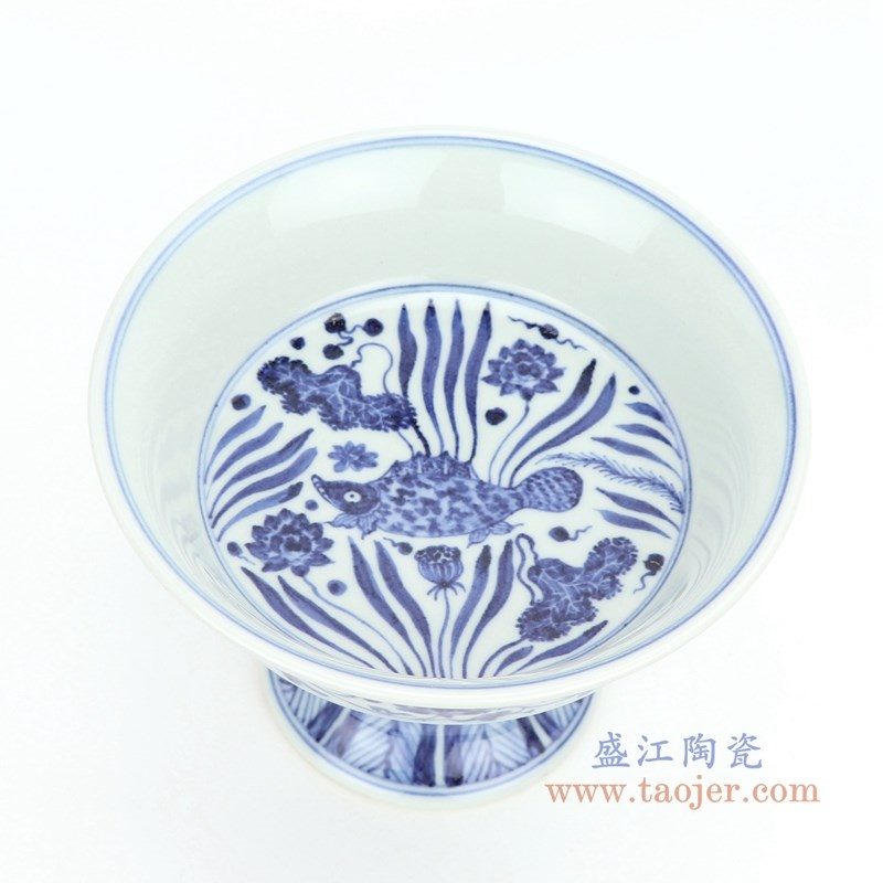 RZHL27-A 盛江陶瓷 青花四季缠枝高脚杯