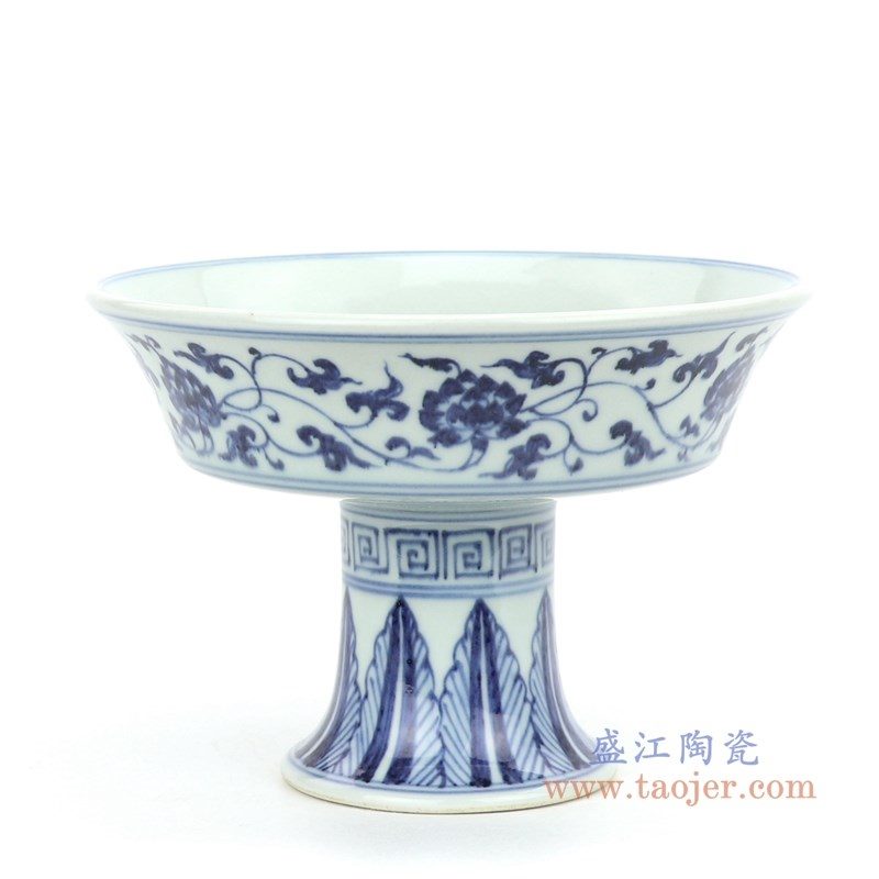 RZHL27-B 盛江陶瓷 青花四季缠枝高脚杯