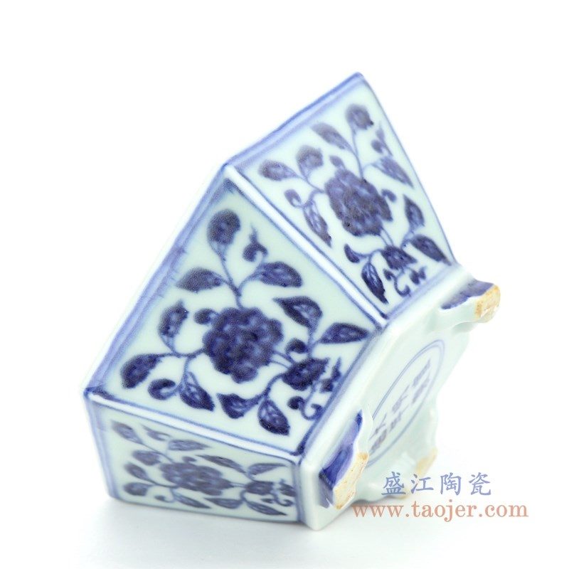 RZHL38 盛江陶瓷 青花缠枝莲六角花盆