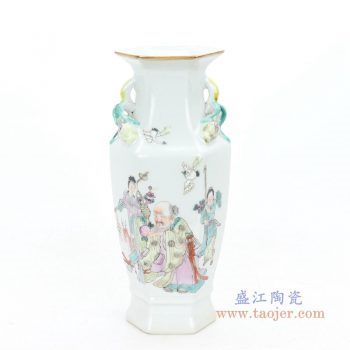 RZIH06-B 盛江陶瓷 高温颜色釉人物图纹赏瓶花瓶