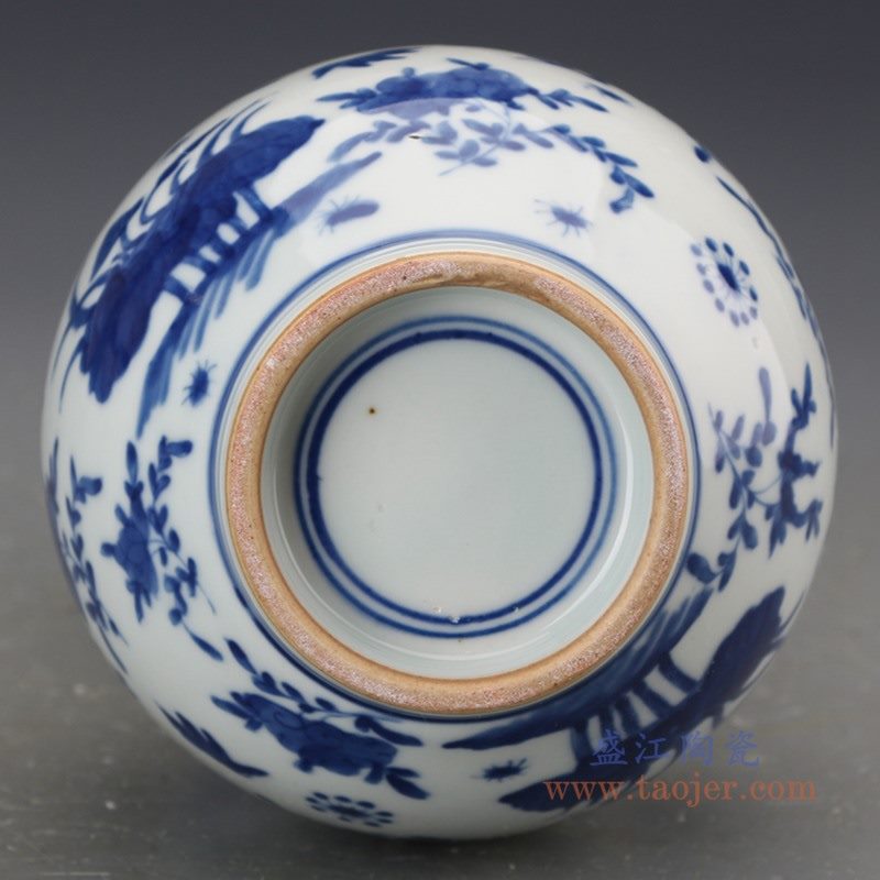 RZJI06 盛江陶瓷 手绘青花花鸟纹葫芦赏瓶花瓶