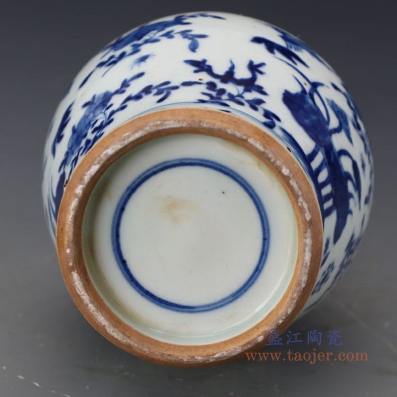 RZJI08 盛江陶瓷 手工陶瓷青花花鸟蝴蝶家居赏瓶花瓶