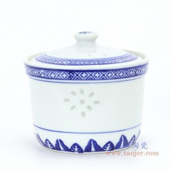 RZKG12-B 景德镇陶瓷 青花玲珑陶瓷炖盅