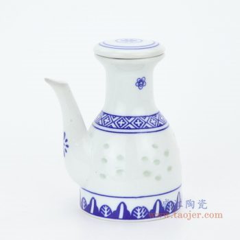 RZKG13 景德镇陶瓷 青花玲珑釉下彩陶瓷油壶