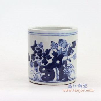 RZKT18-A 景德镇陶瓷 青花花鸟笔筒