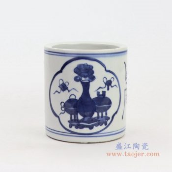 RZKT18-B 景德镇陶瓷 青花花纹笔筒