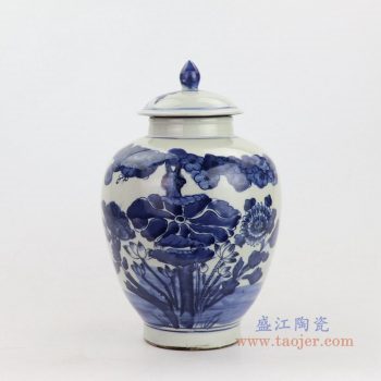 RZKT21-A 景德镇陶瓷 大清康熙年山水图青花盖罐