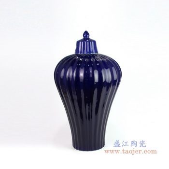 RZMS11 景德镇陶瓷 蓝色禅意陶瓷罐装饰器皿储物罐工艺品摆件