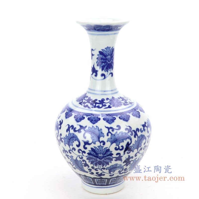 RZNJ06 盛江陶瓷 仿古手绘青花缠枝莲瓷花瓶
