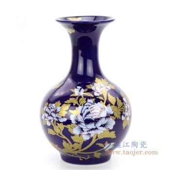 RZPM01 景德镇陶瓷 帝王黄牡丹花瓶客厅摆件