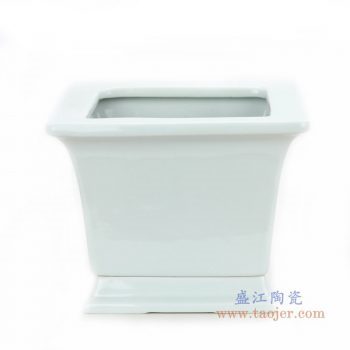 RZPS03 景德镇陶瓷 高档全手工镶器仿古玩小四方白胎花盆陶瓷简约带托盘别墅会所商用