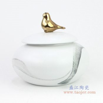 RZQA01_2956 景德镇陶瓷 现代陶瓷手绘水墨储物罐摆件
