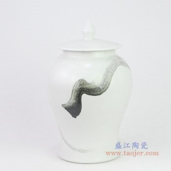RZQA02 景德镇陶瓷 新中式风格陶瓷水墨画将军罐摆件