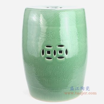 RYMA102-B 景德镇陶瓷 中式纯色陶瓷鼓凳仿古凳子 鼓墩绣墩凉凳