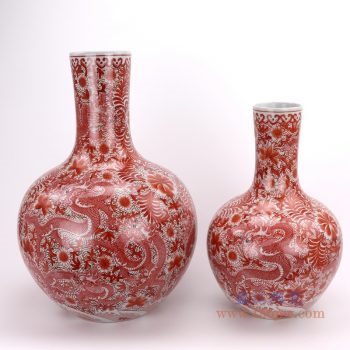 RZIS10-C-SMALL 景德镇陶瓷 手绘釉里红中式花瓶中国风陶瓷摆件
