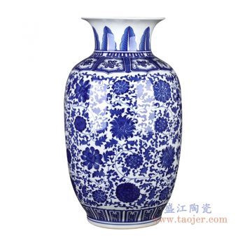 RZGM07-B 景德镇陶瓷 青花缠枝莲冬瓜瓶