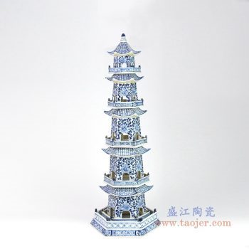 RZKR07 景德镇陶瓷 宣德手绘手工瓷器青花宝塔 