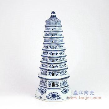 RZKR10-A 景德镇陶瓷 宣德手绘手工瓷器青花宝塔 