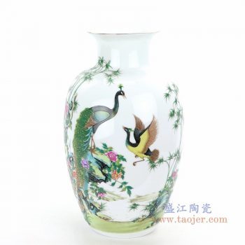 RZQG01 景德镇陶瓷 景德镇五彩凤凰粉彩花瓶