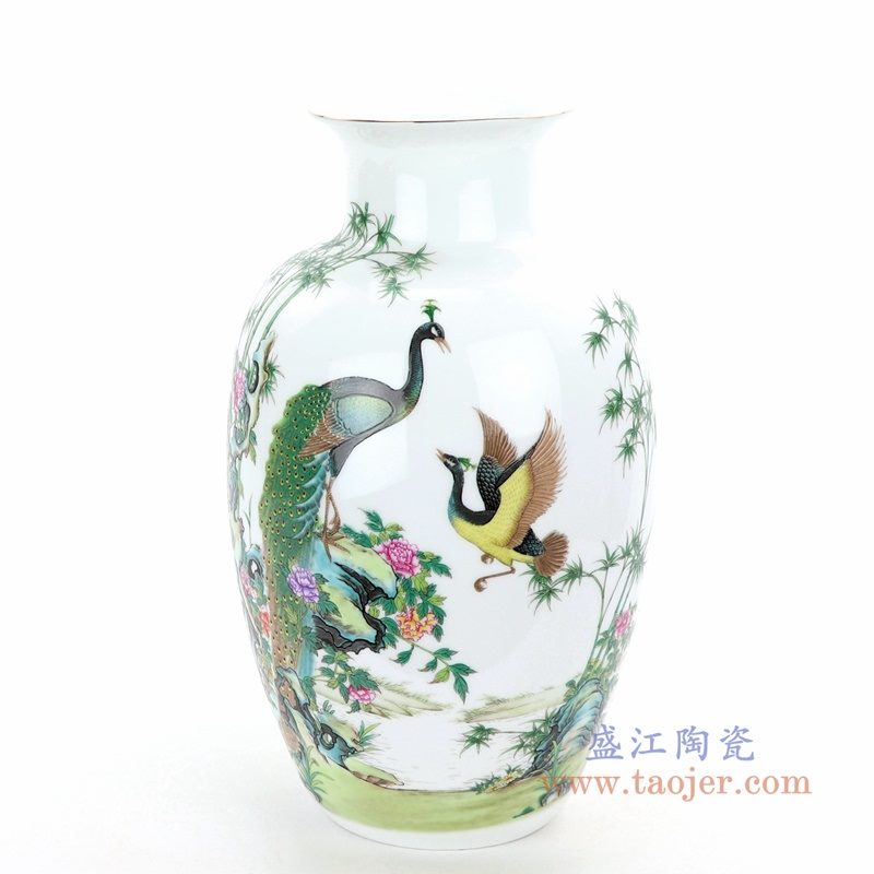 RZQG01 盛江陶瓷 景德镇五彩凤凰粉彩花瓶