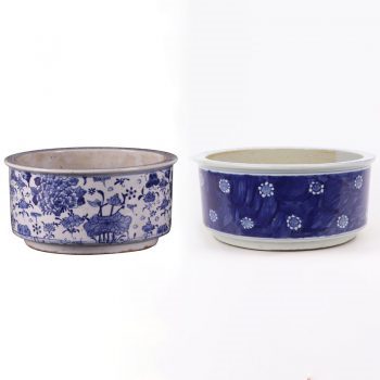RZKT28-A/RZKT28-B 景德镇陶瓷 仿古做旧青花荷花小缸