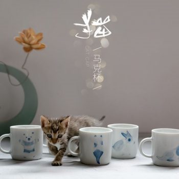 新品推荐-创意手绘可爱猫咪陶瓷茶杯